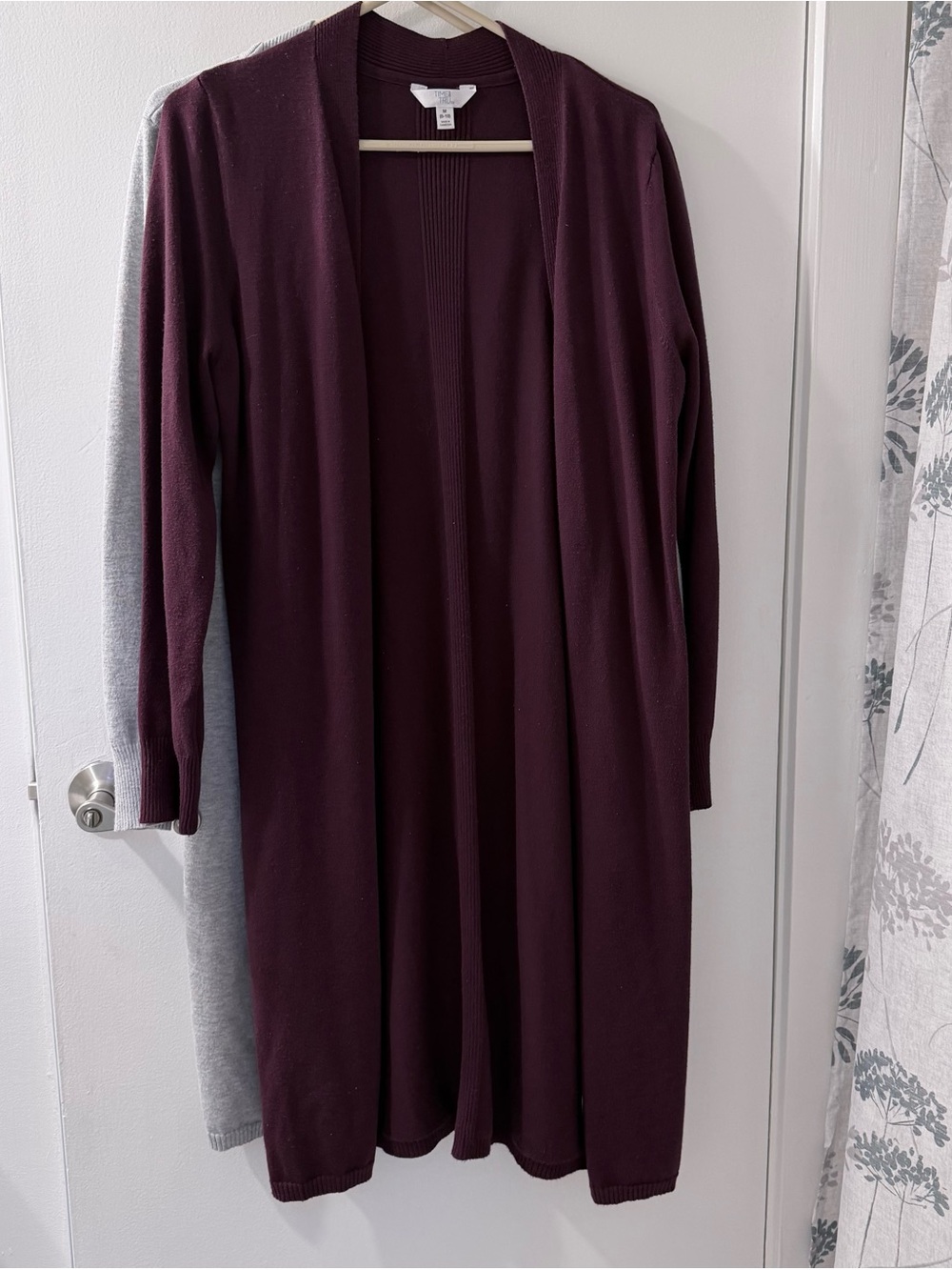 Long Open-Front Rib-Trim Cardigans - Picture 3 of 5
